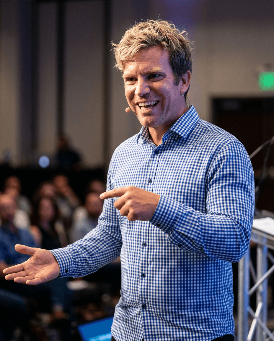 Brant Garvey delivering a keynote on stage